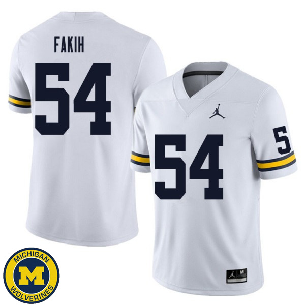 Men's Michigan Wolverines #54 Adam Fakih White Official Game Jersey